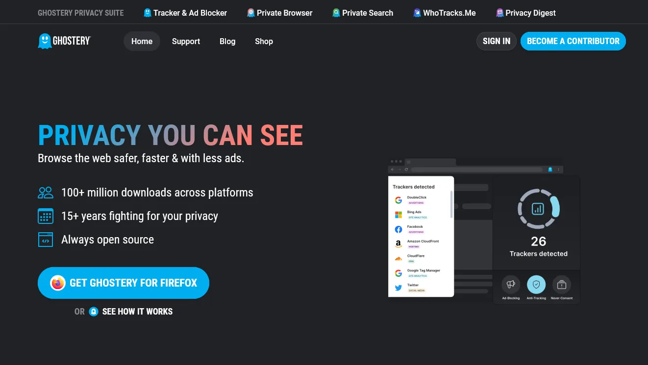 Ghostery – Chặn quảng cáo thông minh, tối ưu hiệu suất